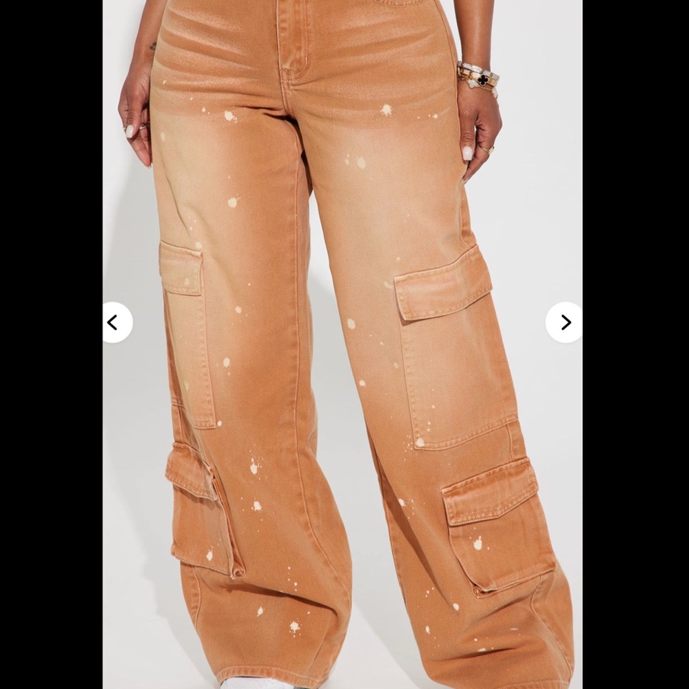 Fashion Nova Tan Wide Leg Cargo Pants
